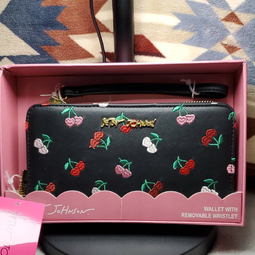Betsey Johnson Embroidered Wallet with Wristlet